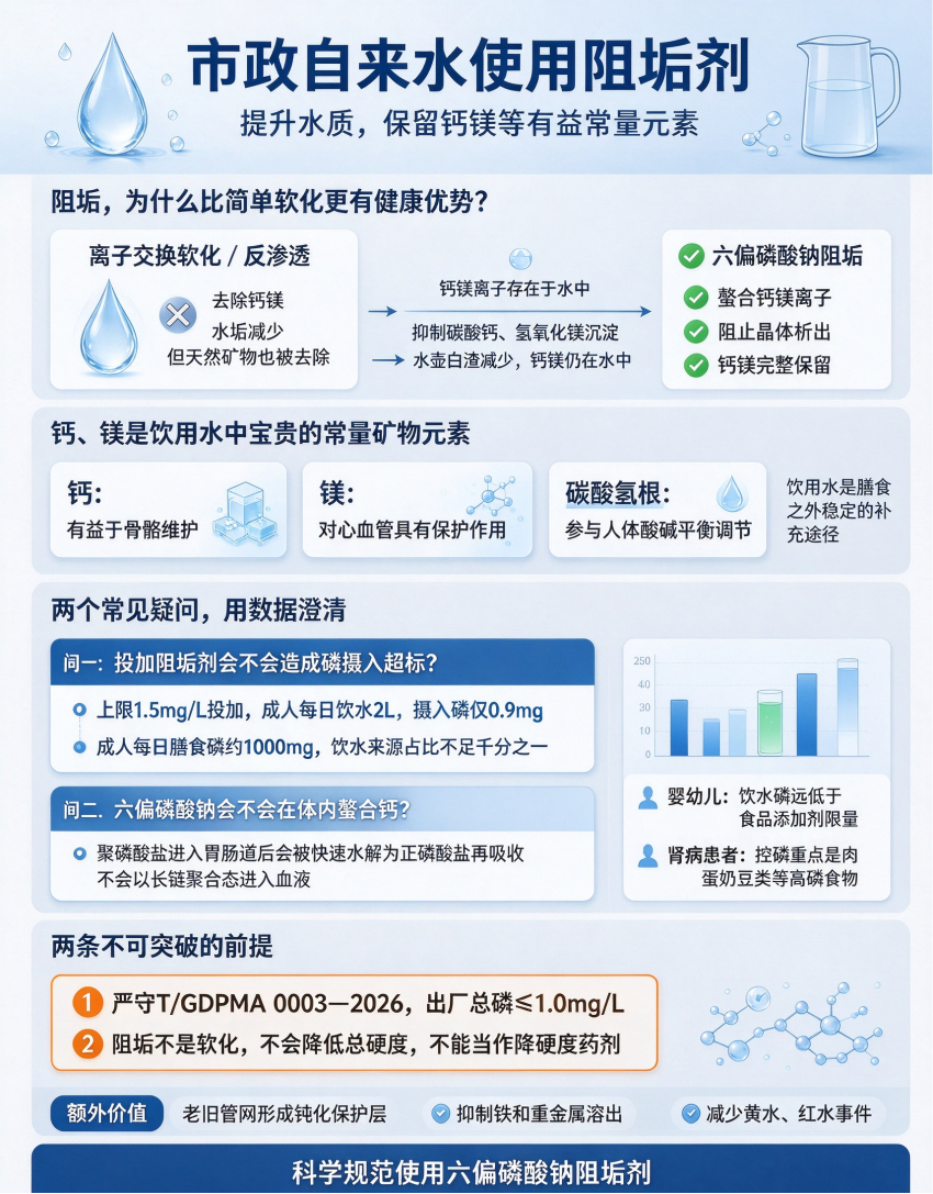 市政自来水使用阻垢剂：提升水质，保留钙镁等有益常量元素
